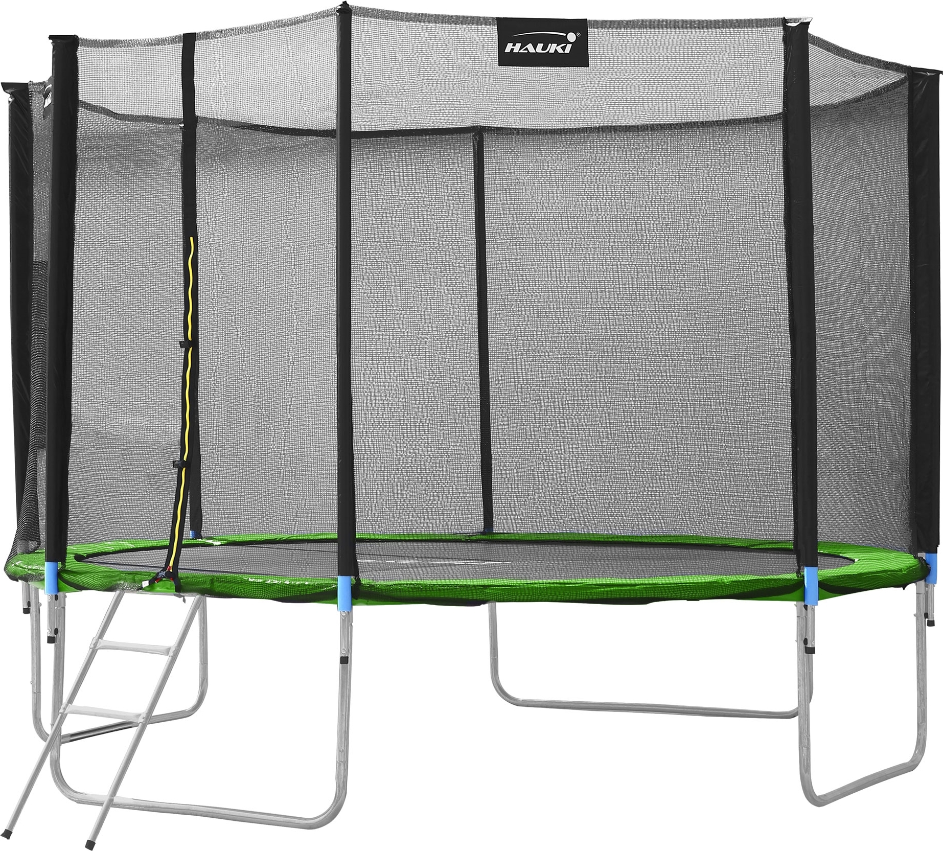 Hauki trampolína vonkajšia Ø427 cm, testovaná GS, kompletná sada pre deti - do 150 kg, zelená