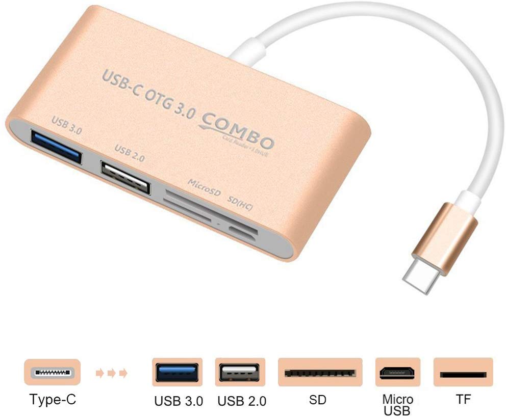 InLine 66776 OTG Card Reader Dual Flex für SD/microSD mit USB Buchse und 2 Kartenslots schwarz 