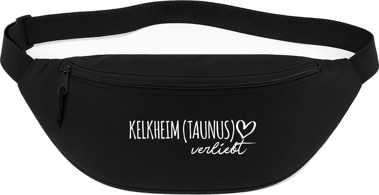 Hellweg Druckerei Huuraa Bauchtasche Kelkheim Taunus verliebt 2,5 Liter Black Polyester Crossbody Bag Geschenkidee 5488BTA