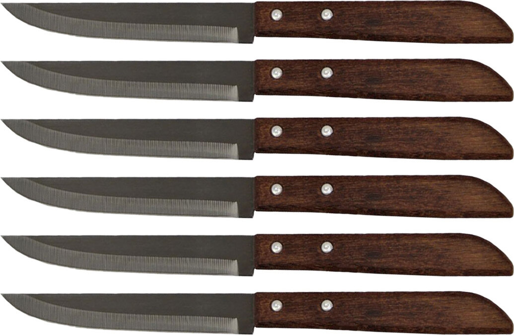 6er-Pack [ 6x #501 ] KIWI Thailand Allzweckmesser mit Holzgriff 23cm / Messer 2455-A6