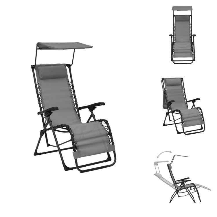 vidaXL Skladacie lehátko Textilén sivá - Lehátka