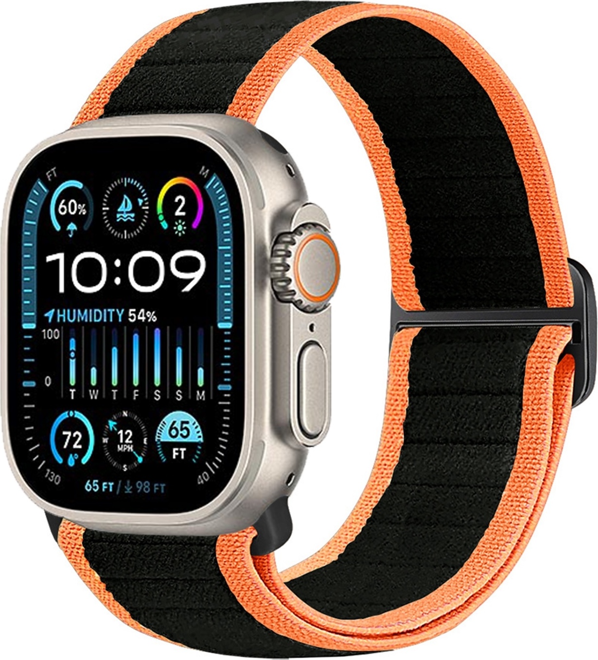 Pre Apple Watch Ultra 2 / 1 49 mm Nylonová elastická pracka Náhradný remienok Black