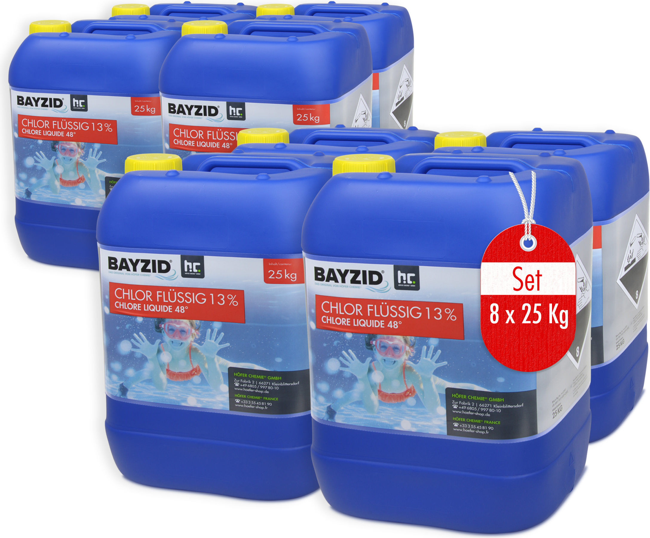 8x25 kg BAYZID Flüssigchlor 13% zur effektiven Pool Desinfektion