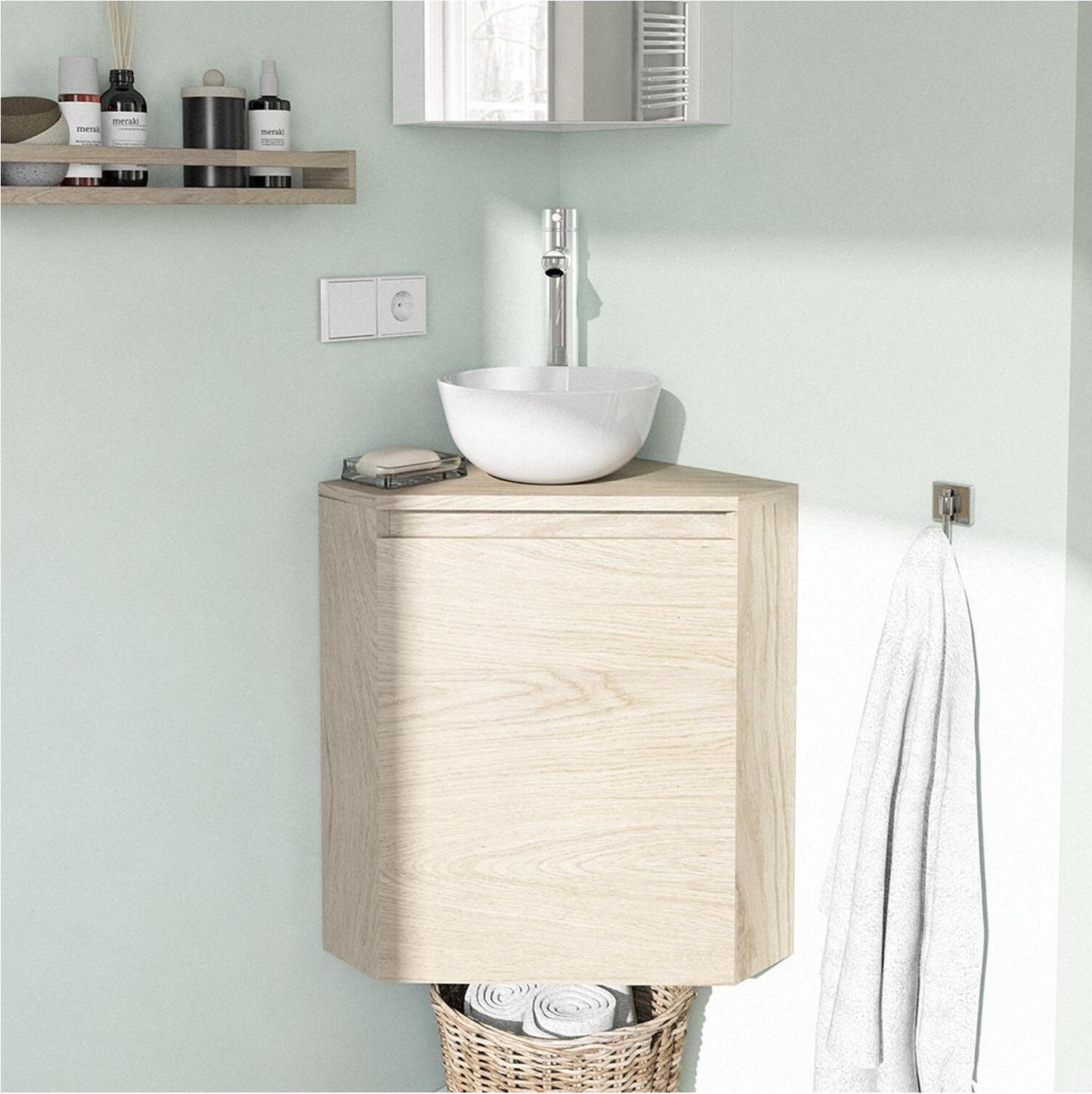 MOB-IN Eckwaschbecken + Waschbecken + SORRENTO Wasserhahn