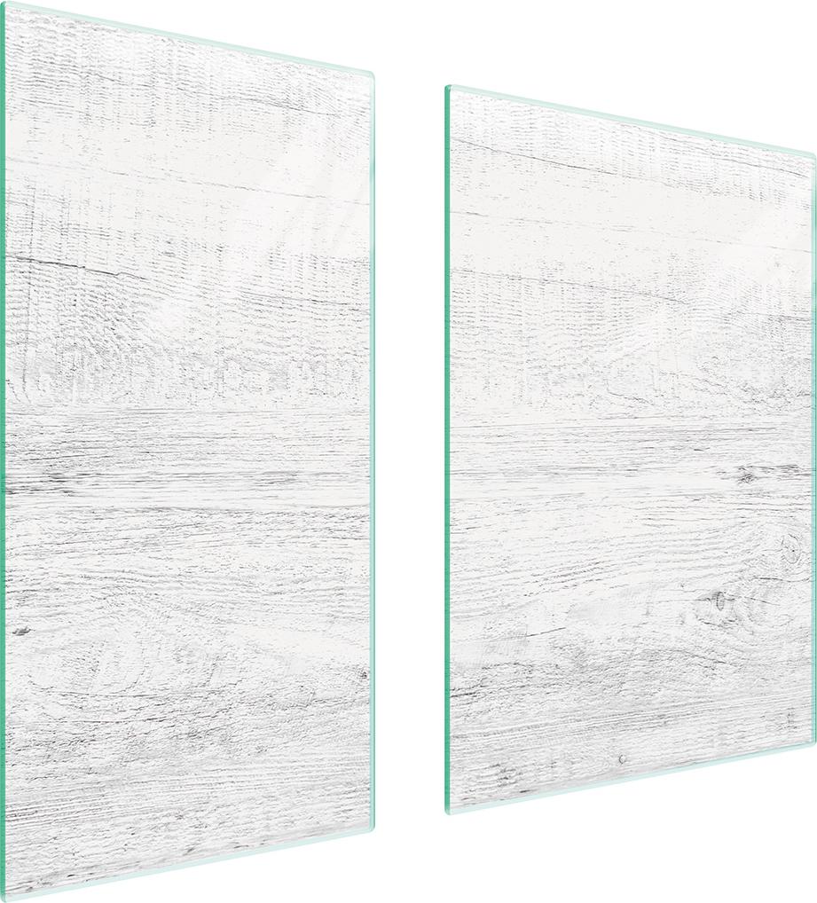 TMK ArtDeko Herdabdeckplatten 2 teilig 75x52 Glaskeramikfeld Abdeckung Glas Schneidebrett Holz Weiß