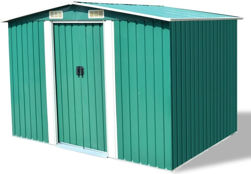 Záhradný prístrešok zelený kov 257 x 205 x 178 cm