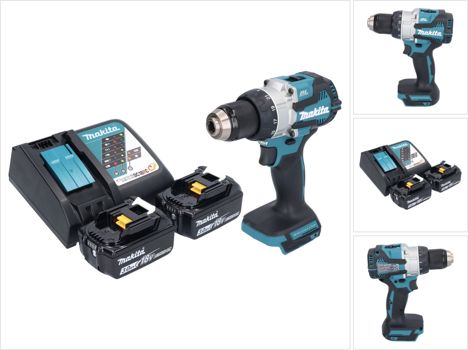 Akumulátorová príklepová vŕtačka Makita DHP 489 RF 18 V 73 Nm + 2x akumulátor 3,0 Ah + nabíjačka
