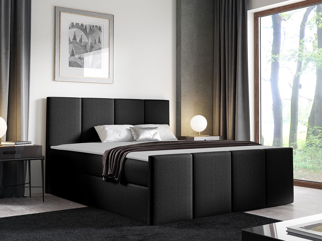 Hotelová manželská posteľ 180x200 MORALA - čierna + topper ZDARMA