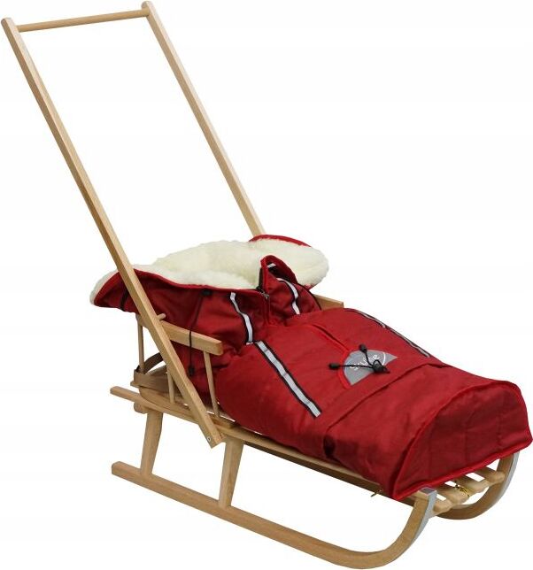 Sonstige Schlitten mit Winterfußsack Schlitten Holzschlitten mit Rückenlehne Holz; rot