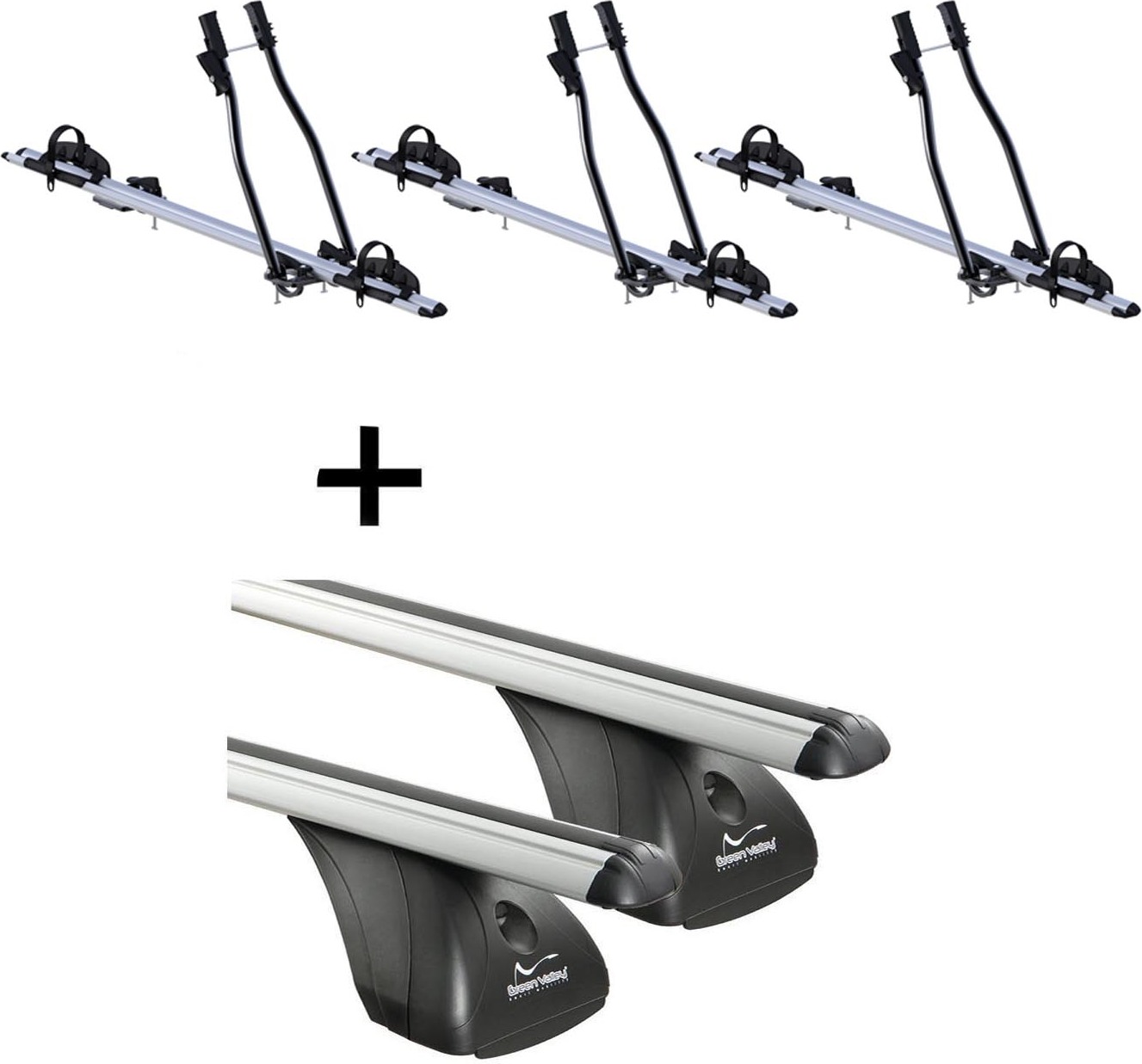 3x Fahrradträger SAGITTAR + Dachträger VDP kompatibel mit für Kia Cee'd I 3-5 Türer 2006-2012 VDP_3SAGITTAR_ALU_128_f