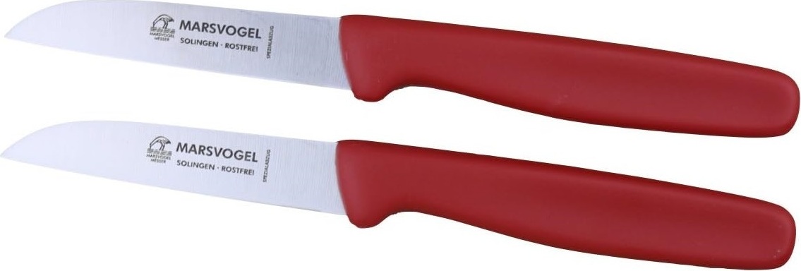 Marsvogel - Duo Pack Gemüsemesser Set Rot - gerade Klinge - Griffe aus PP Kunststoff - Solingen 183001