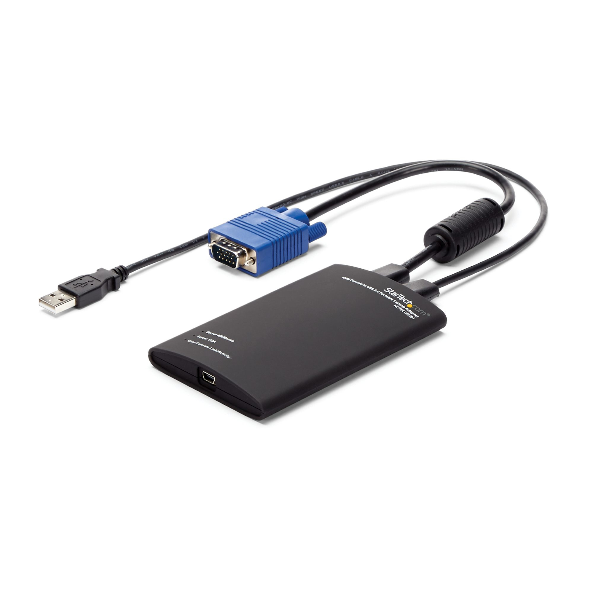 StarTech.com Prenosný adaptér KVM z konzoly na USB 2.0 pre notebooky - 1 x USB typu A žena - 1 x USB typu A muž, 1 x HD-15 muž VGA, 1 x Mini-DIN (PS/2) muž klávesnica/myš - čierny