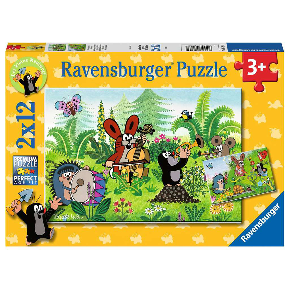 2 x 12 Teile Ravensburger Kinder Puzzle Glückliche Tierfamilien 07590 