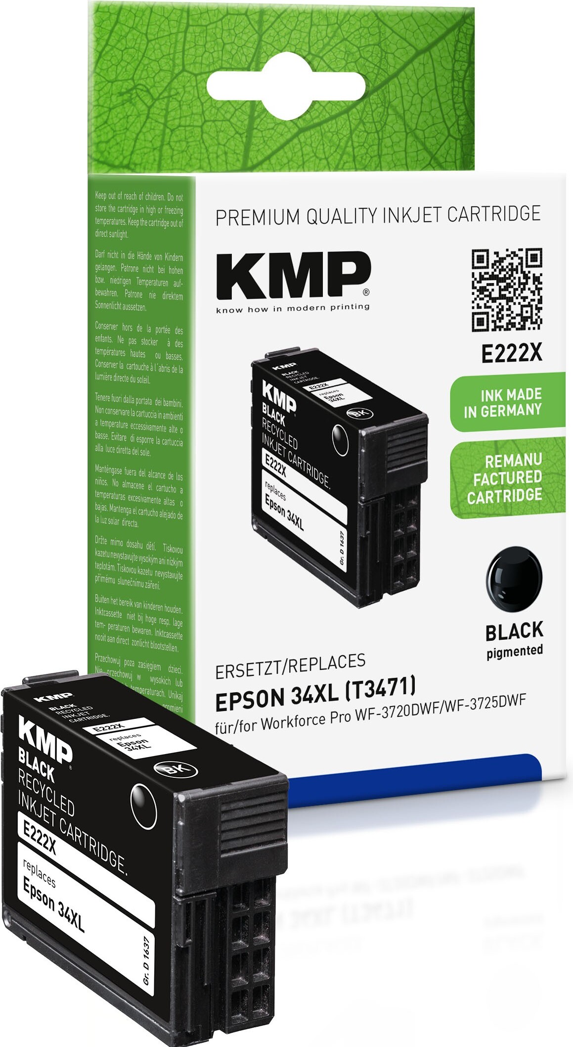 KMP E222X, Čierna, 17 ml, 1 kusov, 1100 strany, Balenie po jednom kuse