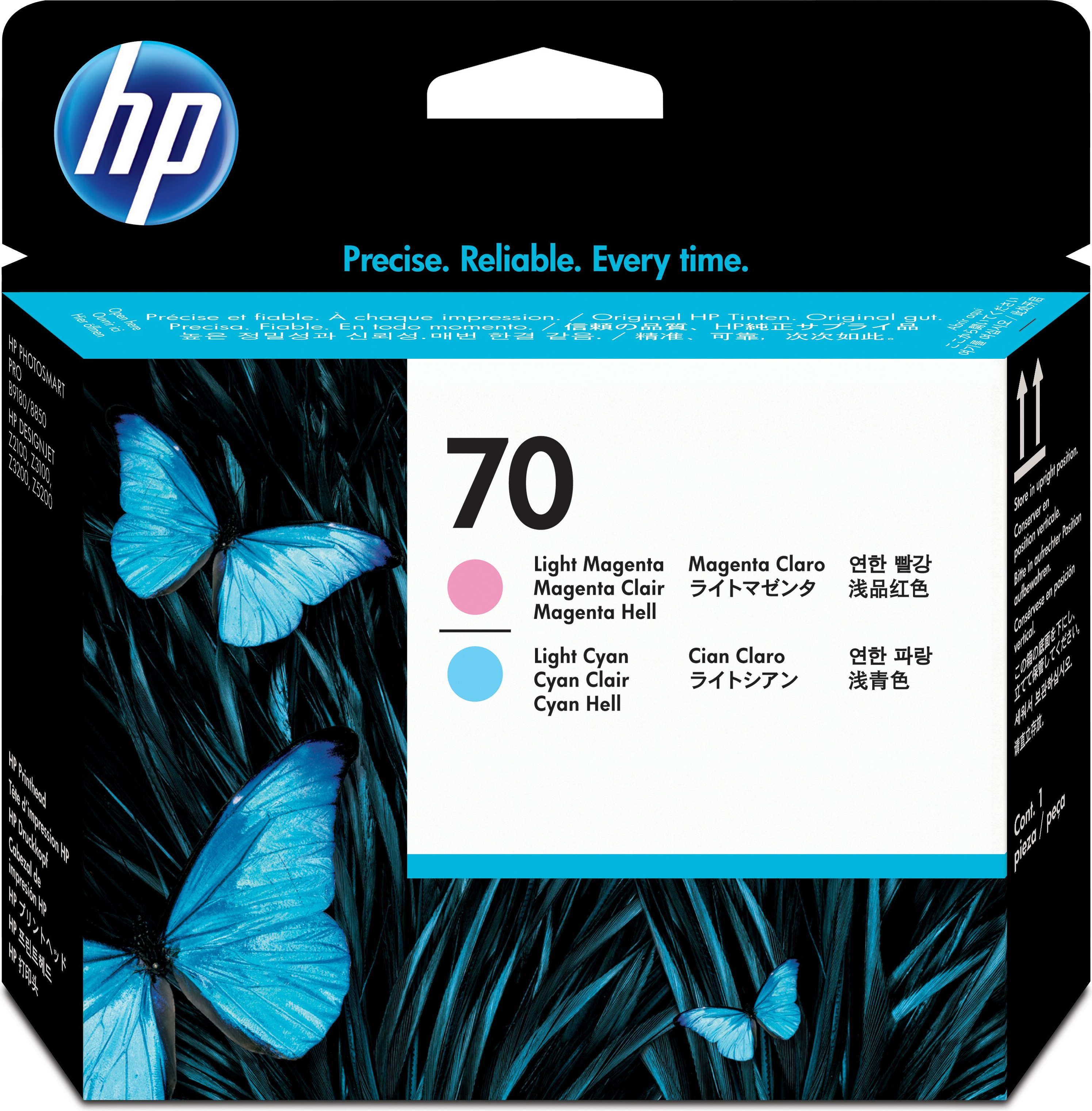HP 70 Magenta hell/Cyan hell DesignJet Druckkopf, HP DesignJet Z3200 Fotodrucker; HP DesignJet Z3100 Fotodrucker; HP DesignJet Z2100 Fotodrucker; HP..., Thermal Inkjet, Magenta, C9405A, Singapur, 143 mm