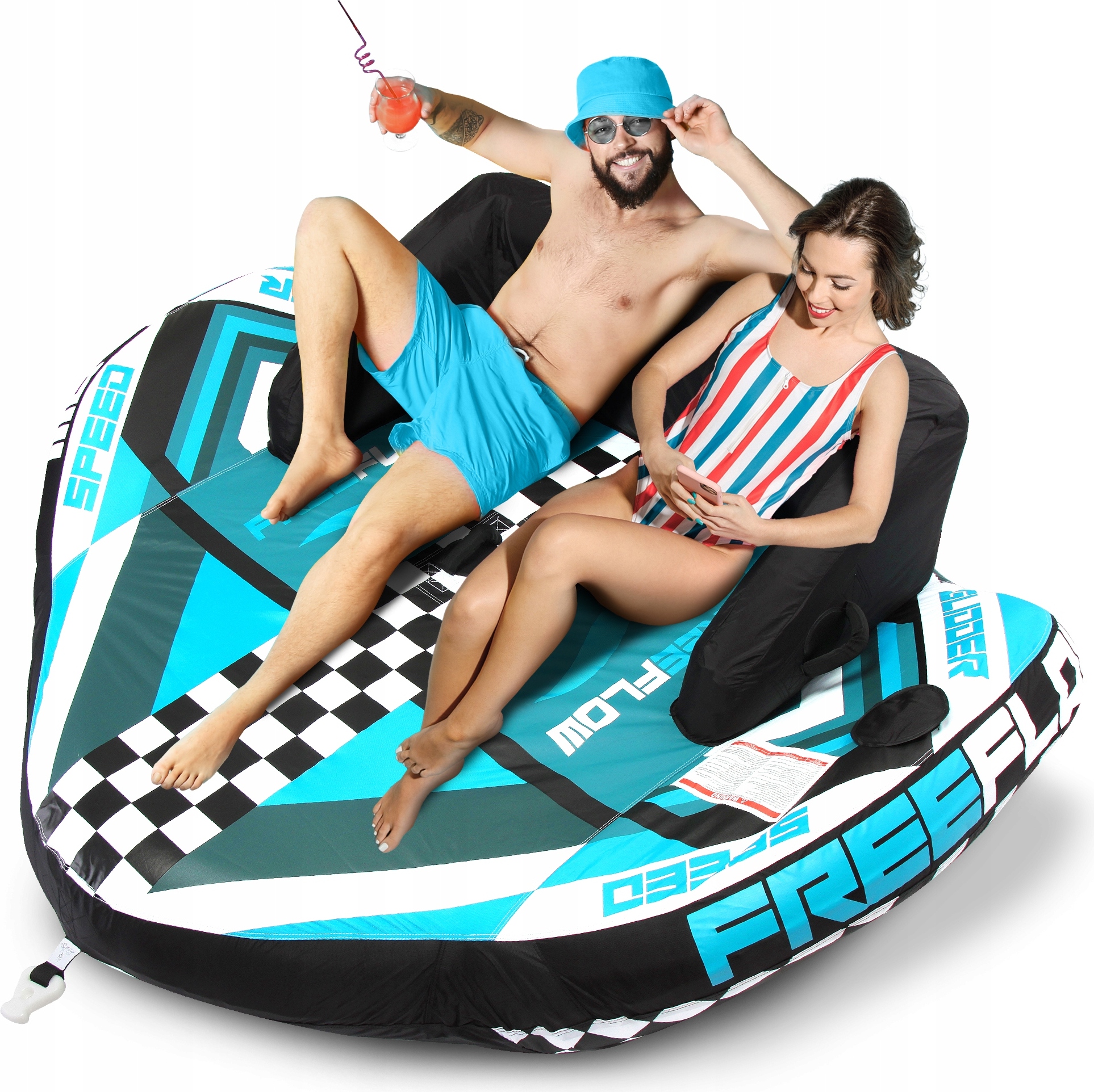 SereneLife Aufblasbares Schlauchboot- 2/3 Personen, Towable Tube für Wassersport, Ziehschlauchboot aus PVC, Für Seen & Flüsse, Einfach Aufzupumpen