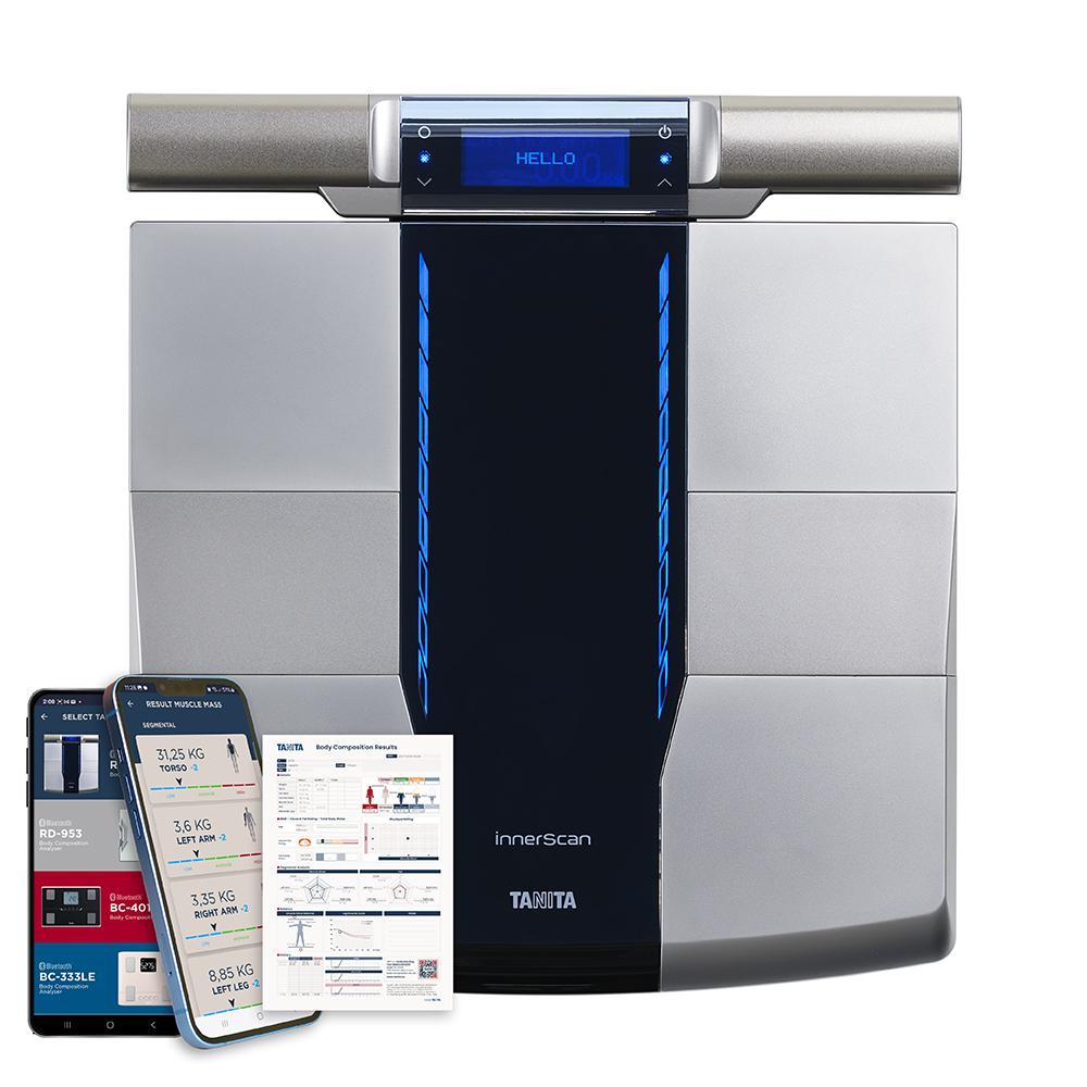 TANITA RD-545HR Körperfettwaage & Körperanalysewaage mit Profi-Technologie – Segmentale Analyse, Muskelmasse, Muskelqualität, Herzfrequenz, Bluetooth RD545SV0000EUA