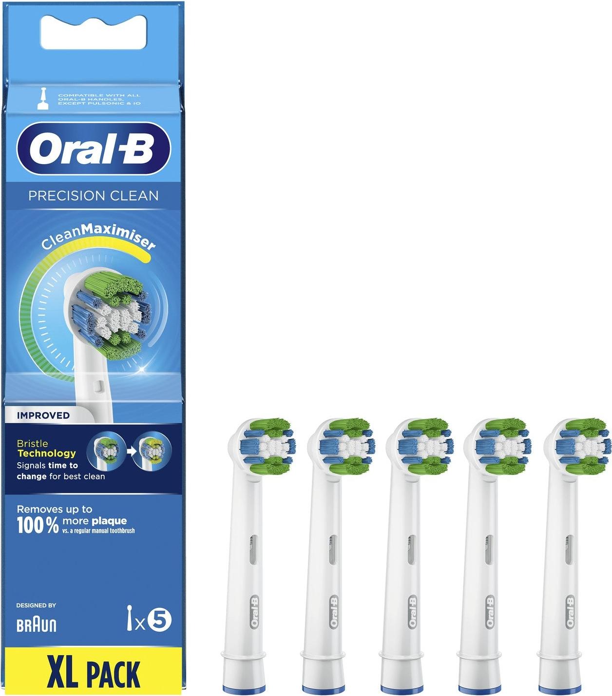 Oral-B Precision Clean Clean Maximiser Brush Heads, 5 kusov, Modrá, Biela, 3 mesiace, Nemecko, Oral-B, alle Oral-B-handvatten, behalve Pulsonic en iO.