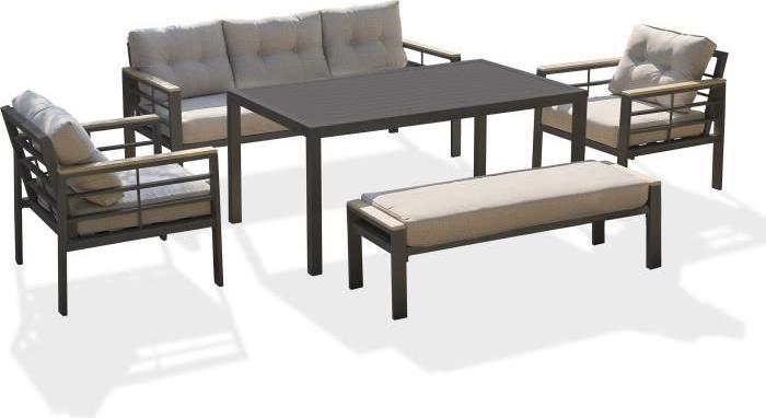 Gartenmöbel - Anthrazitgrau - Aluminium - 6 Plätze - CAYENNE - DCB GARDEN