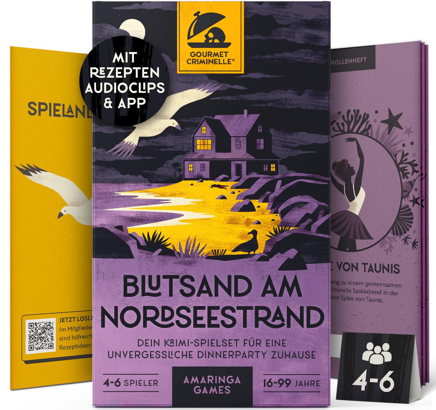Gourmet Criminelle® Krimidinner für zuhause | 4 bis 6 Personen | Blutsand am Nordseestrand | Krimidinnerspiel ab 16 Jahren GCBAMS