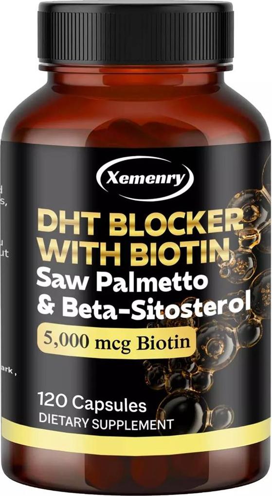 Xemenry DHT Blocker with Biotin, Saw Palmetto, Beta-Sitosterol (120 Kapseln) Nahrungsergänzungsmittel, Männer, Haare, Prostata