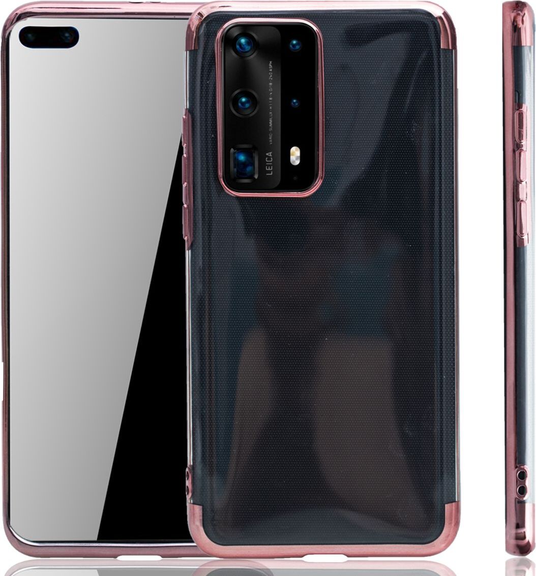 Kryt na mobilný telefón pre Huawei P40 Pro Rose Pink - číry - TPU silikónové puzdro Zadný kryt Ochranný kryt v transparentnej ružovej farbe