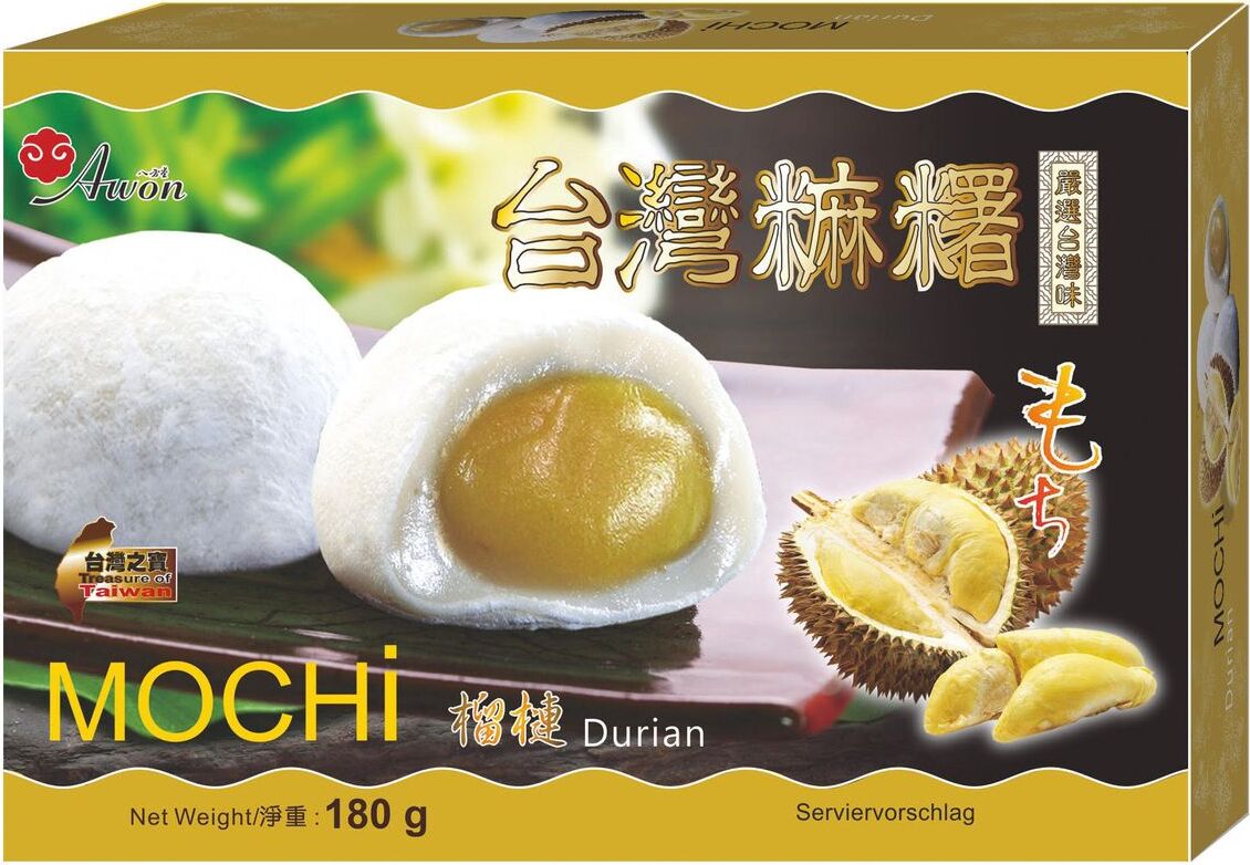Awon | Mochi Reisgebäck - Durian - 180g - Asiatische Süßigkeiten - Reisgebäck 8170