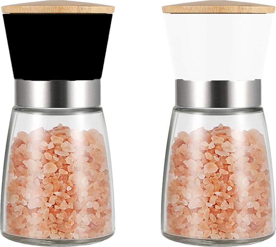 JedBesetzt Salz- und Pfeffermühlen, nachfüllbares Pfeffermühlen-Set, Keramikkern, einstellbare Grobheit K-XMM-250616-230
