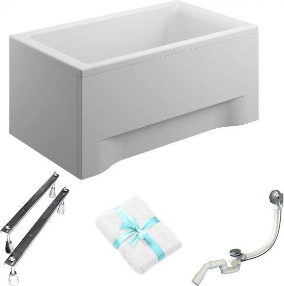 Aqua For You | Polimat Badewanne Capri - 120x70cm - Weiße Verkleidung - Syphon Inkludiert - Acryl