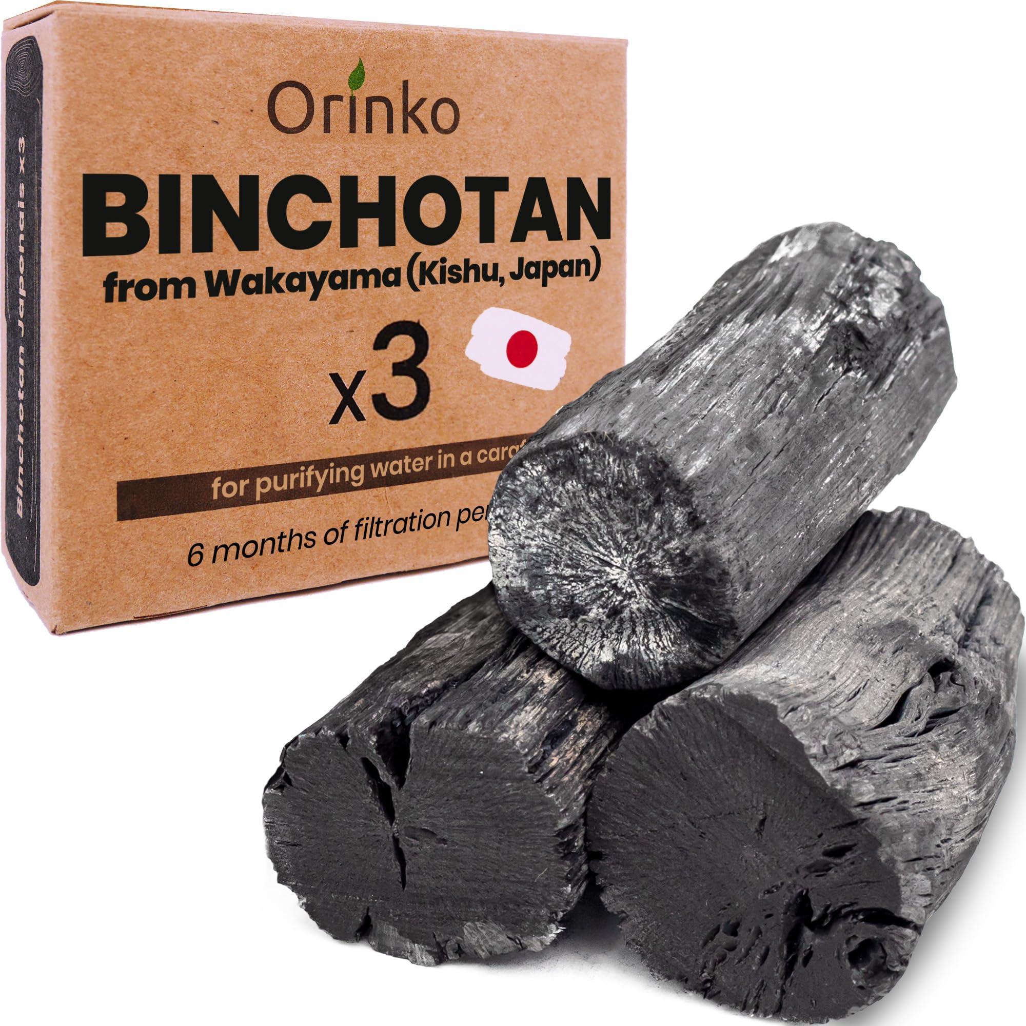 Dripio Aktivkohle-Wasserfilter-Stäbchen x3, japanische Binchotan-Kohle
