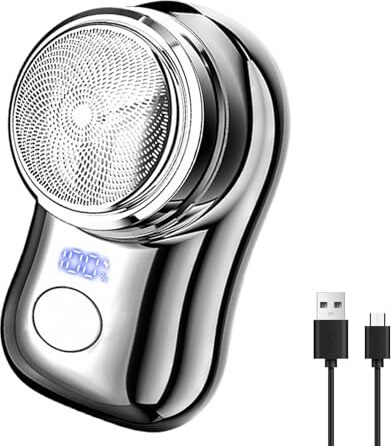 Mini holiaci strojček, cestovný holiaci strojček, elektrický holiaci strojček prenosný holiaci strojček, dobíjací, pánsky indikátor napájania, strieborný