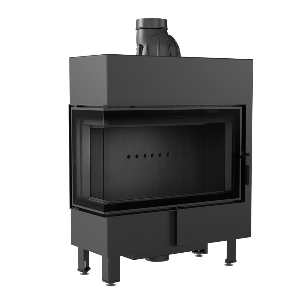 Oceľový krb KRATKI LUCY SLIM ľavý 10 kW Ø 160 čierny thermotec