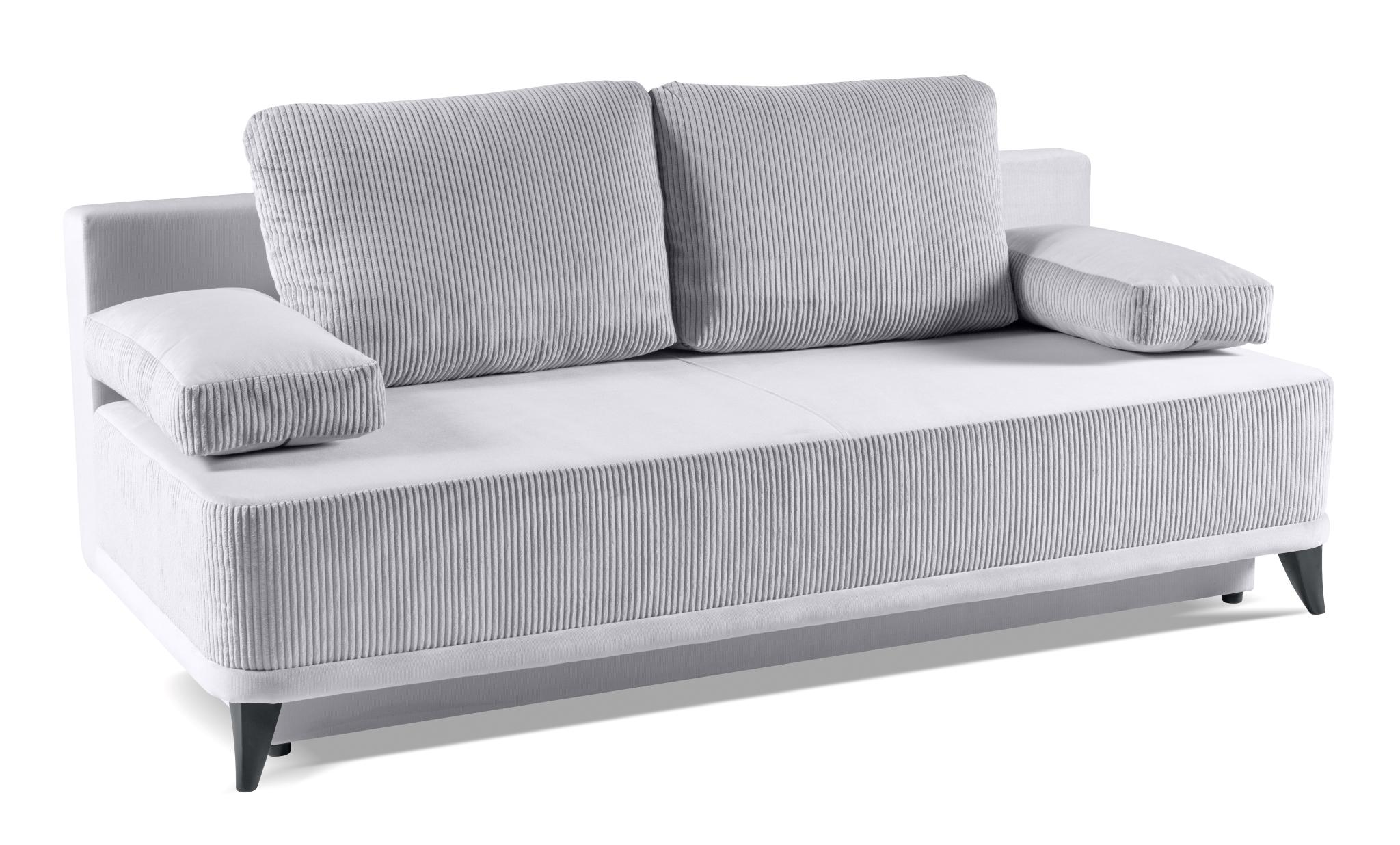 VELURO ROSSO – Schlafsofa 200 × 91 × 90 cm, Liegefläche 200 × 143 cm, HELLGRAU