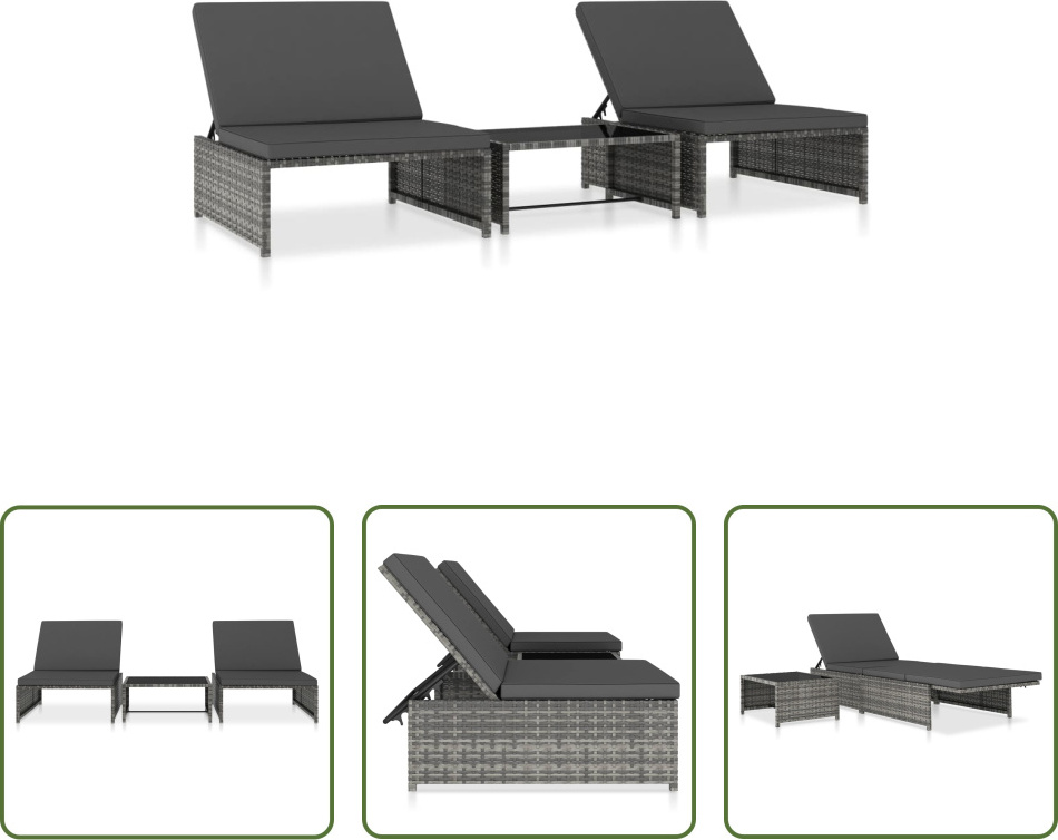 The Living Store Vonkajšie kreslá 2 ks so stolom sivý polyratan