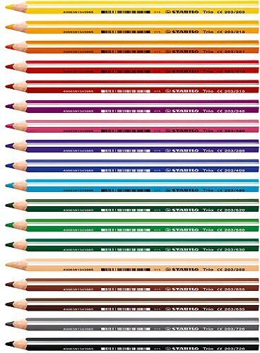 Stabilo Trio Thick – Confezione Da 12 Matite Colorate Triangolari Rosse + 12 Blu Oltremare, Mina Larga 4,2 Mm, Ergonomiche, Per Bambini E Scuola - 3