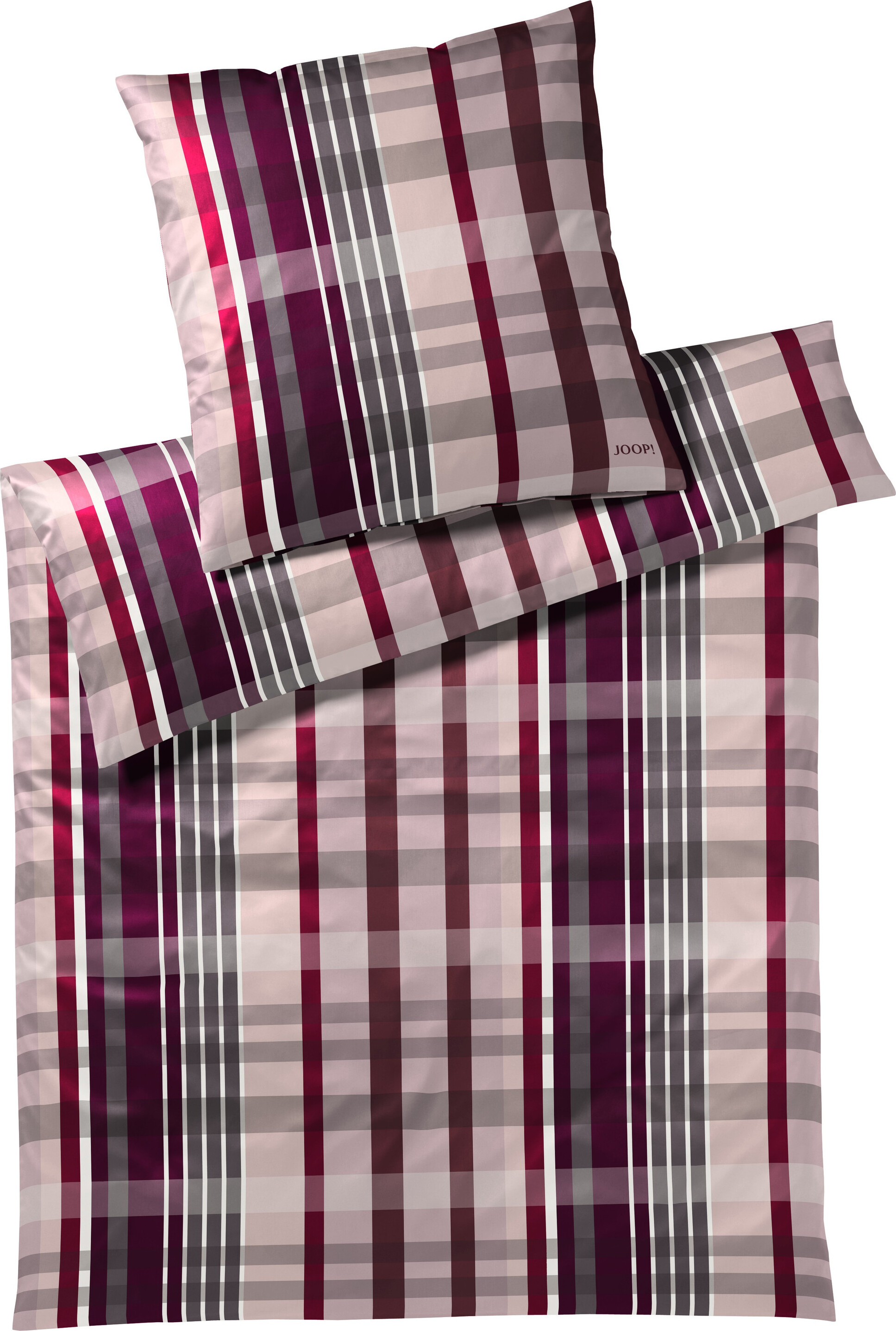 Joop! Mako-Satin Bettwäsche 155x220 Checks rose Karo rosa 4098-1 LM-2121