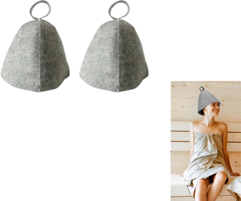 INF Saunahut aus Filzmaterial 2er-Pack Grau 307001