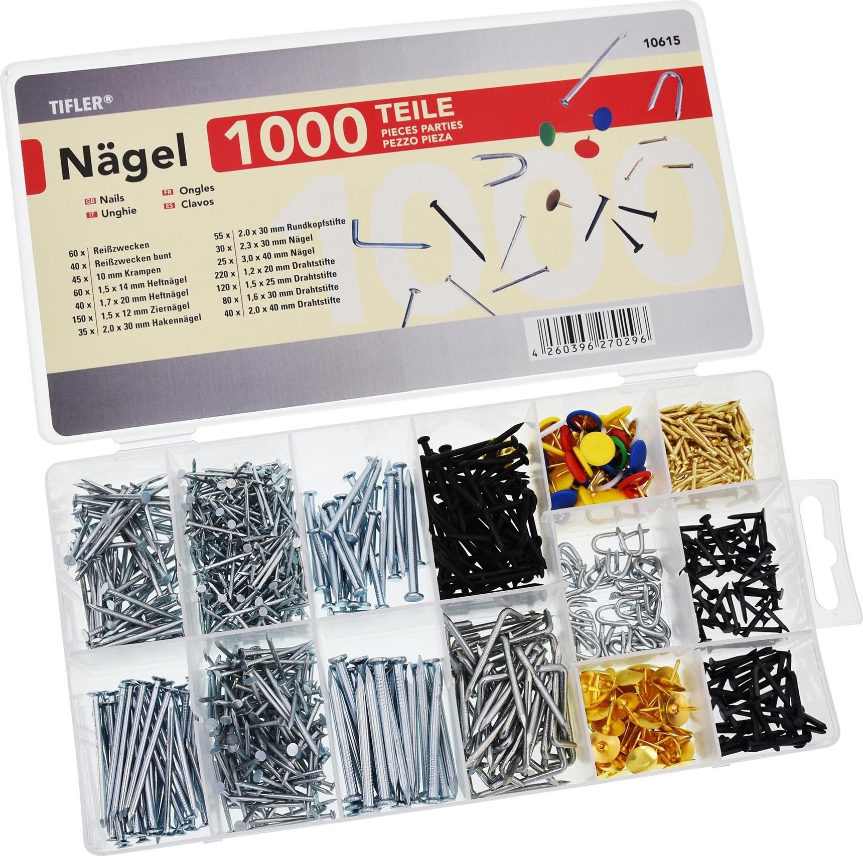 Tifler Nagelset 1000-Teilig in Sortimentsbox 10615