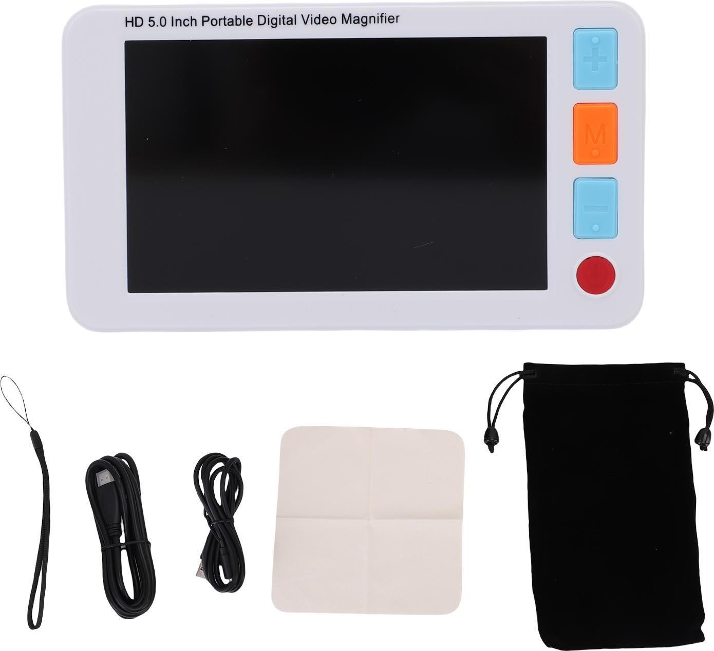 Gistuch Lupe zum Lesen von 3-48-fachen Foto- und Videoaufzeichnungen, Handlupe mit Licht, 5,0-Zoll-Farbbildschirm, 26 Bildmodi