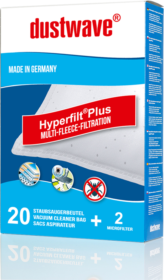 20 Staubsaugerbeutel passend für Quigg - VILLA 1000 Bodenstaubsauger von dustwave® Markenstaubbeutel Germany + inkl. Microfilter D82-L01-6452