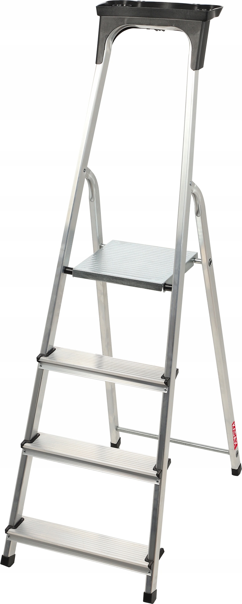 KADAX Alu-Leiter, Stehleiter "Vulvik" bis 125 kg, Treppenleiter, Alu-Sicherheitsleiter, 4 Stufen K4432