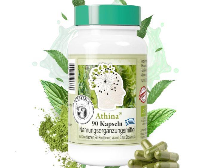 Athina® Griechische Eisenkraut Bergtee KapselnDE-ÖKO-006 90 Stück I Athina® Griechisches Eisenkraut, griechischerBergtee Vegan Athina254858