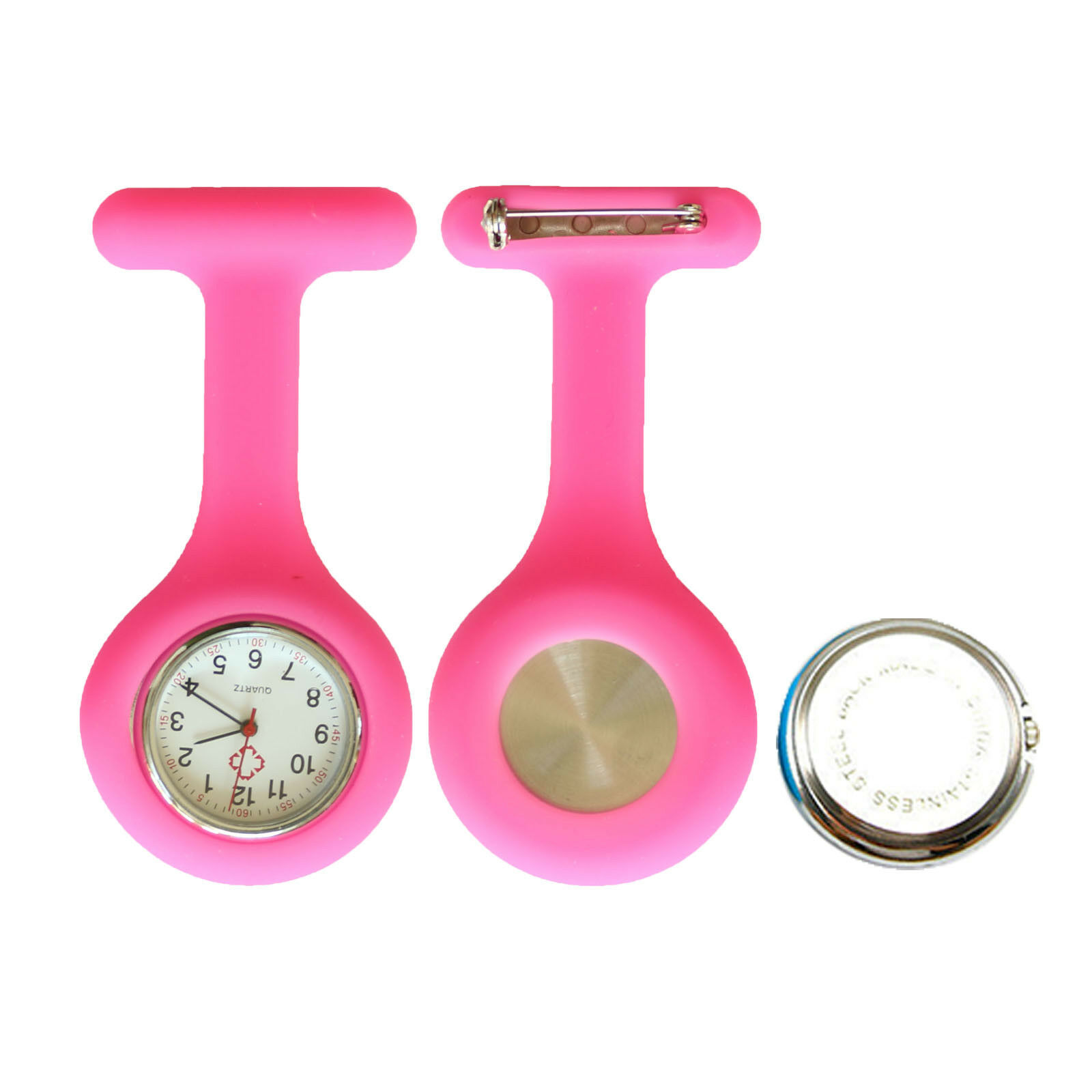 pe@mak Schwesternuhr mit leuchtenden Zeigern Silikon Pulsuhr Kitteluhr Pflege Nurse Pink #12
