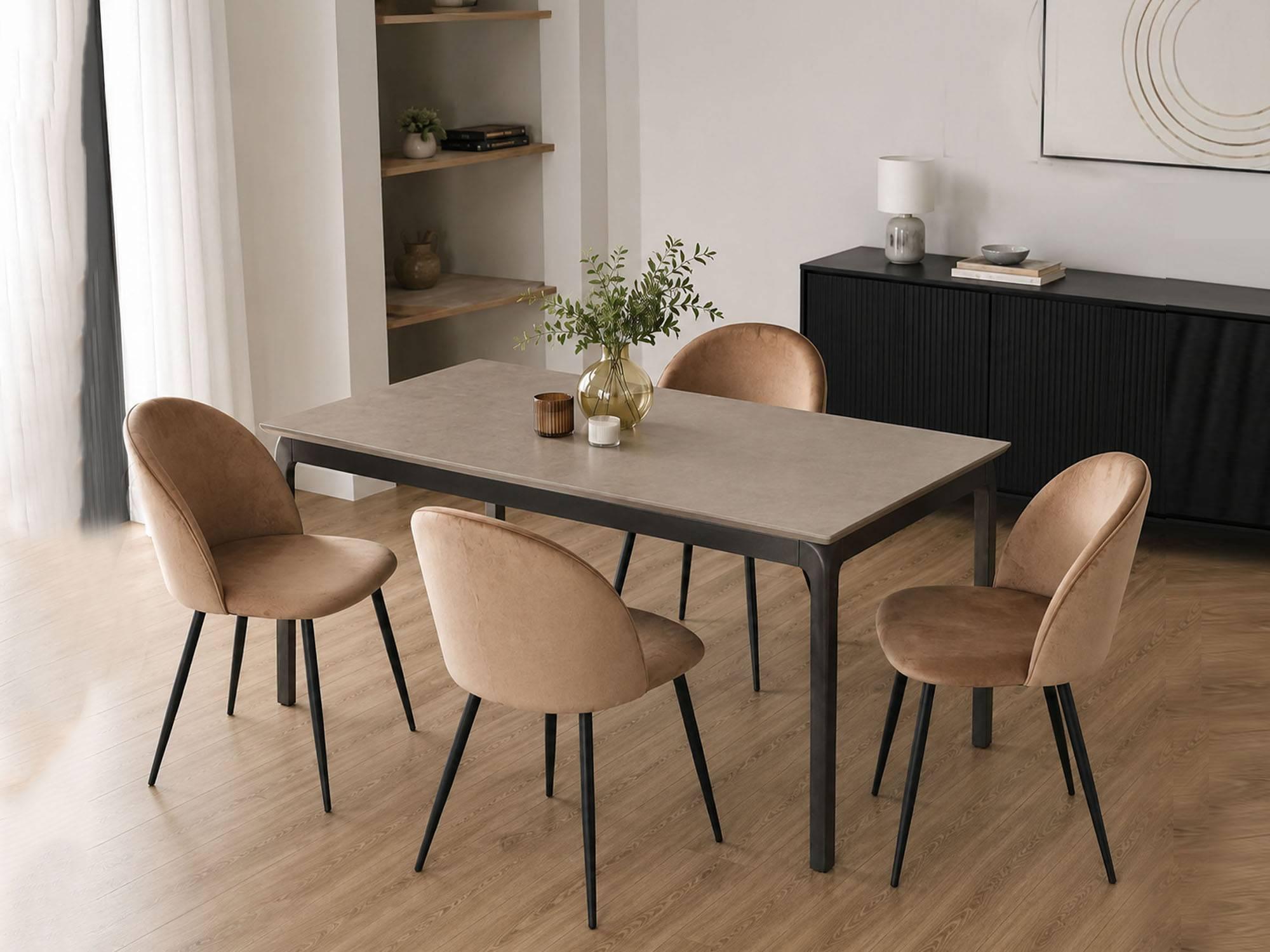 Dmora Stuhl Stinson Beige 4er-Set, Belastung bis 120 kg