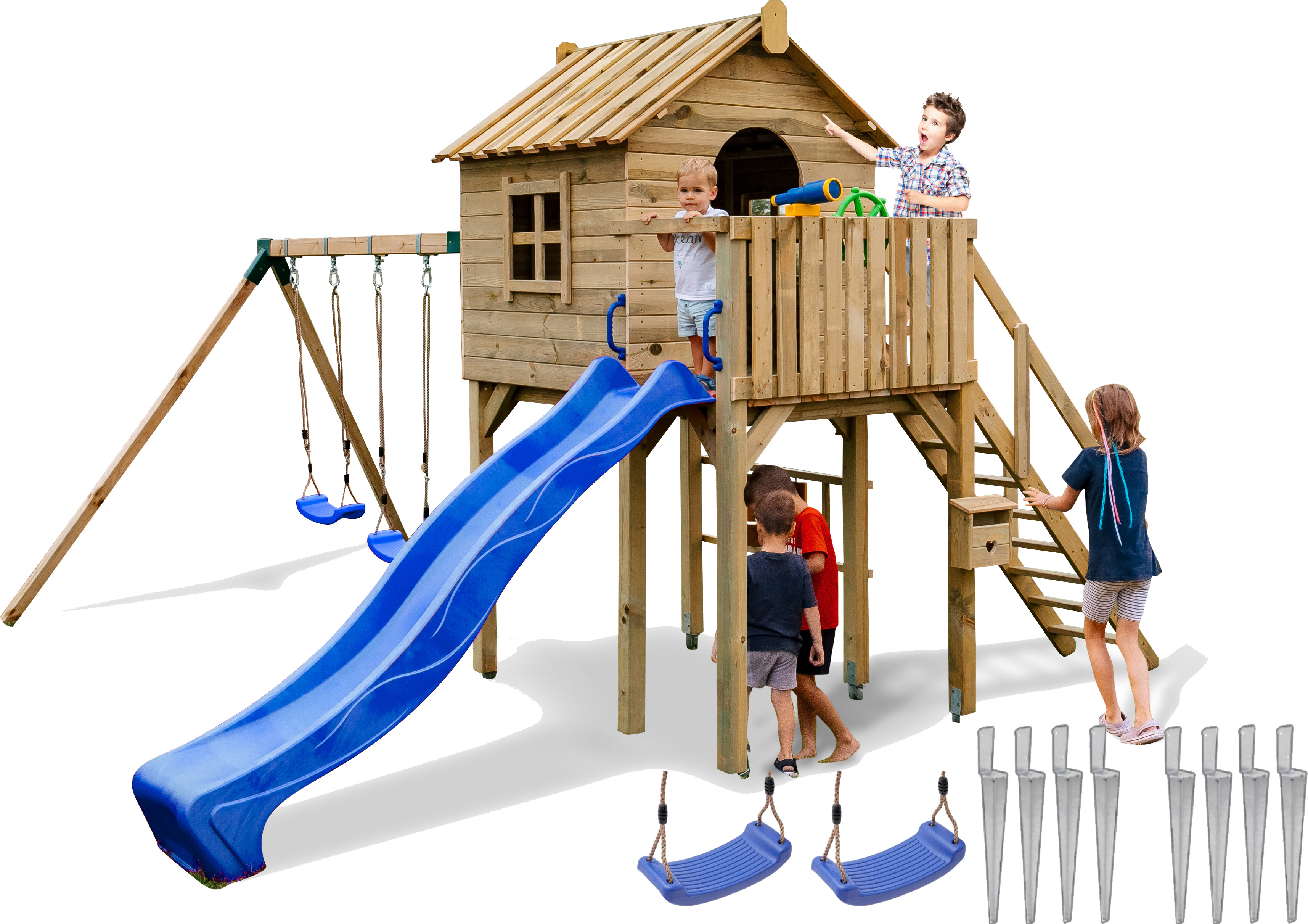 Meblogród Spielplätze Ein gemütliches Ferienhaus Rutsche Schaukel PRODUZENT PD-N