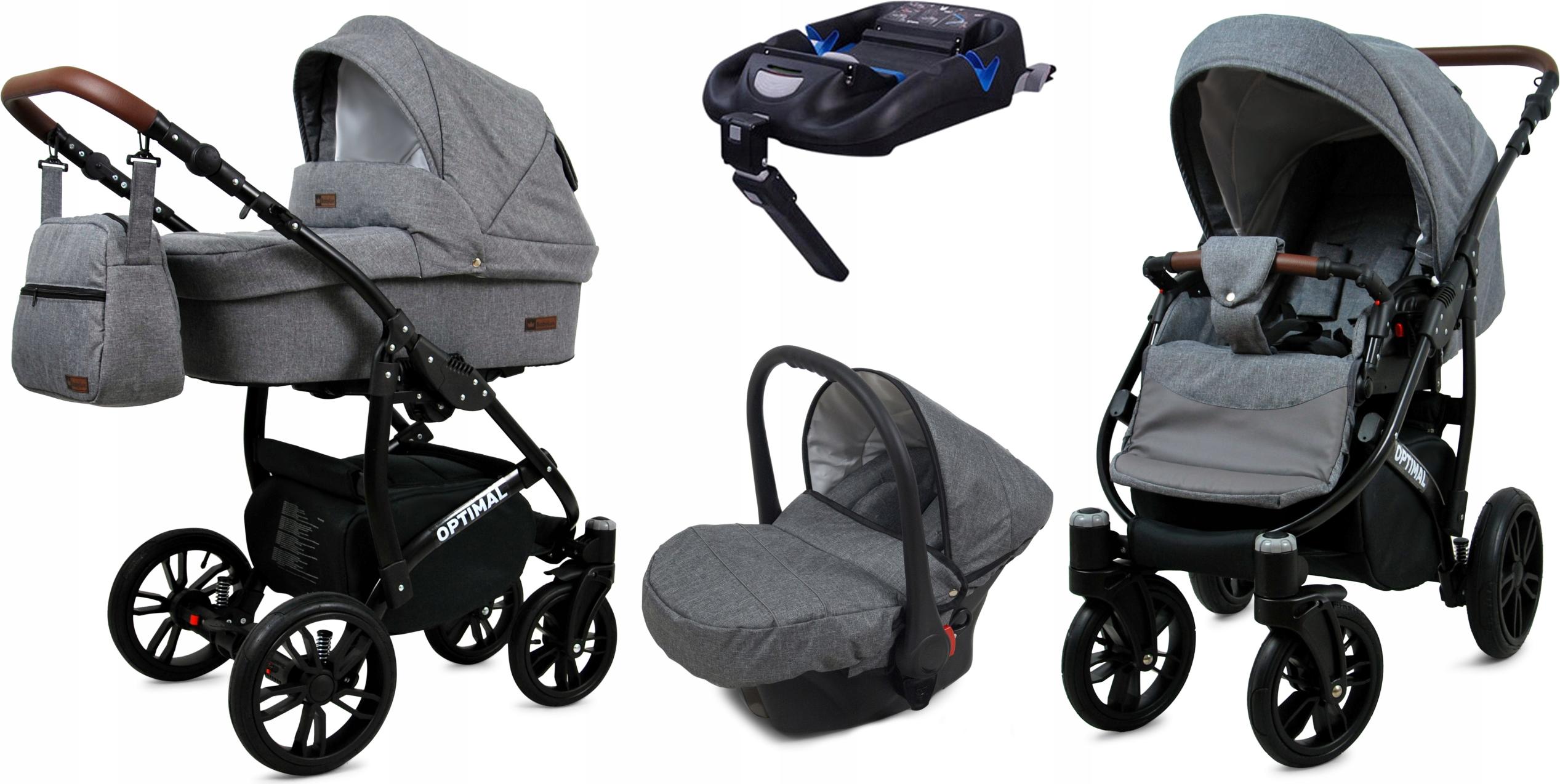 BabyLux Optimal | 4in1 Kinderwagen Set | Grey Flex | Kombikinderwagen | Kinderwagenset