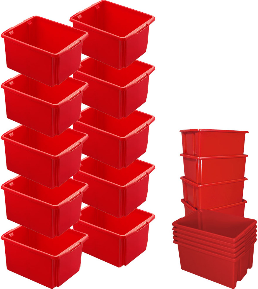 BRB Lagertechnik 10x Drehstapelbehälter rot, LxBxH 455 x 360 x 245 mm, 32 Liter 75599