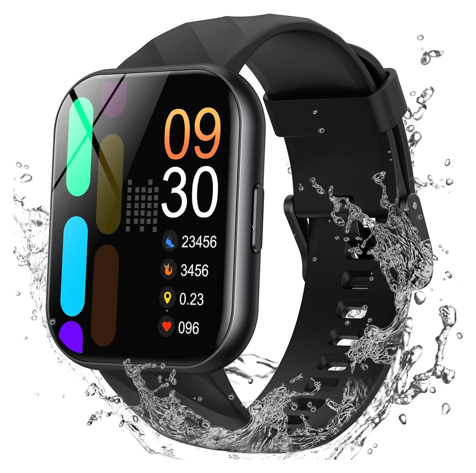 Parsonver 5ATM Wasserdicht Schwimmuhr, 1.8" HD Bildschirm Fitnessuhr Damen mit 100+ Sportmodi, Herzfrequenz und Schlaftracking