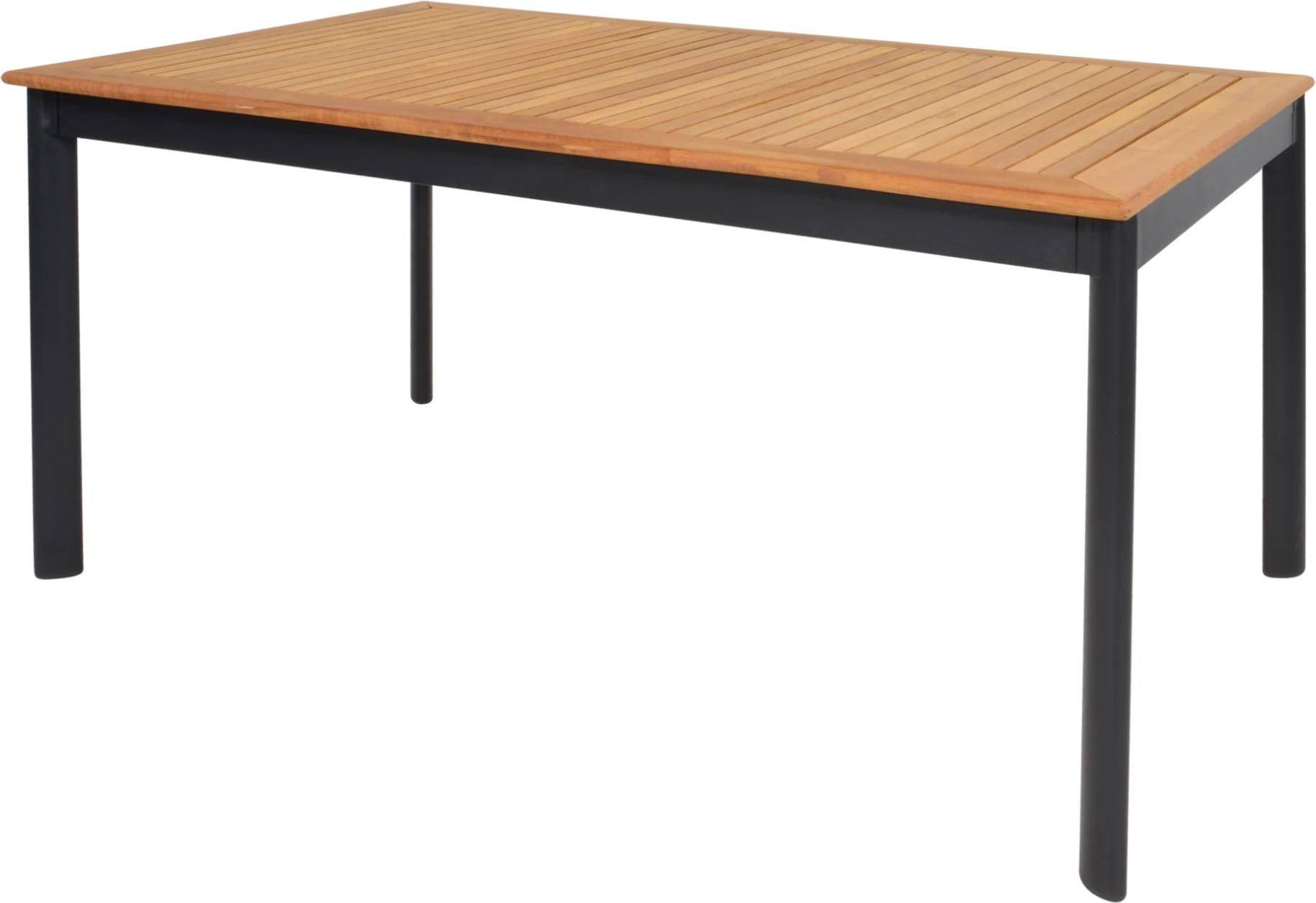 Tisch - 150x90x75,5 cm - Aluminium - Teakholzplatte