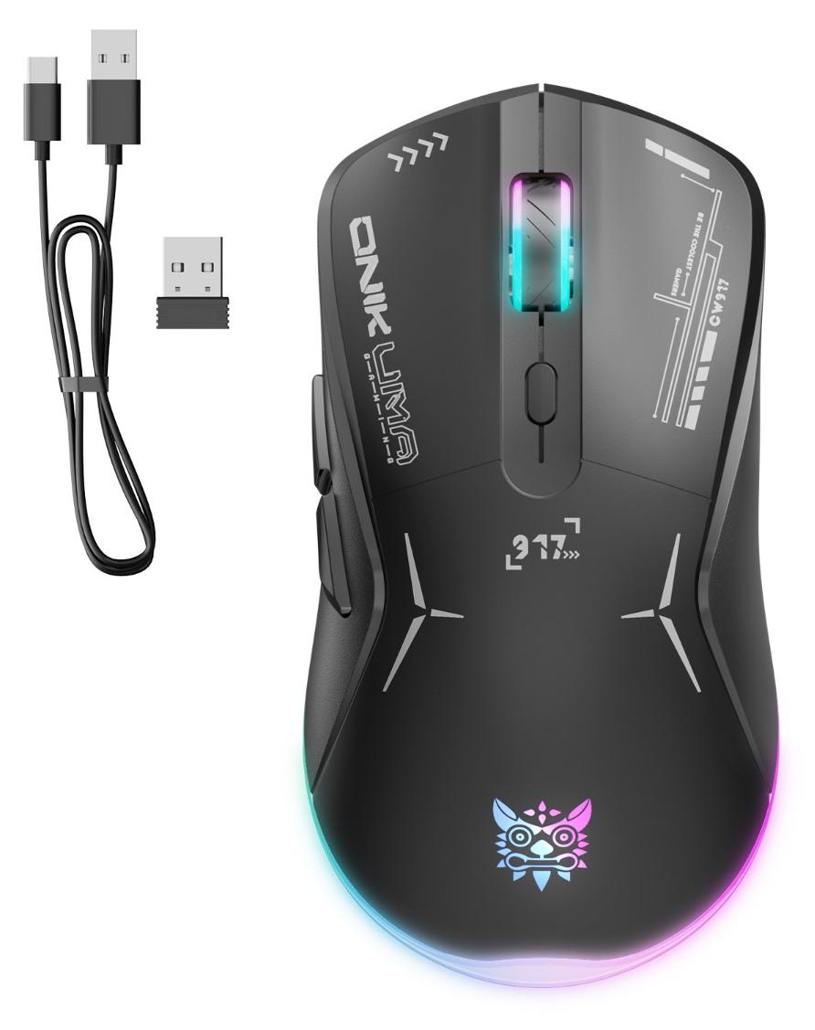 INF USB RGB Gamingmaus Dual-Mode 2.4G/USB ABS 12.6x6.7x4cm 6 Tasten Schwarz 416566